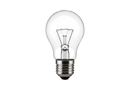 Illuminated Idea Glowing Light Bulb isolated on transparent background