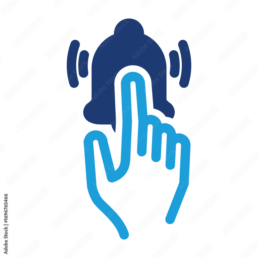 Poster notification bell and hand colored icon vector design good for web or mobile app