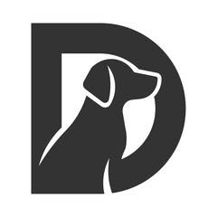 Dog Silhouette Inside D Letter Logo