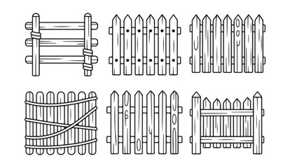 vector illustration of a set of fence