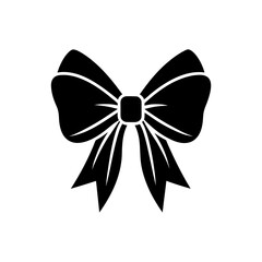 christmas bow icon black silhouette vector illustration on transparent background