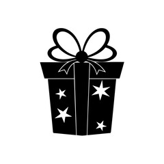 christmas gift icon black silhouette vector illustration on transparent background