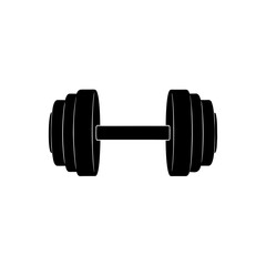 dumbbell icon black silhouette vector illustration on transparent background