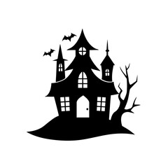 haunted house icon black silhouette vector illustration on transparent background