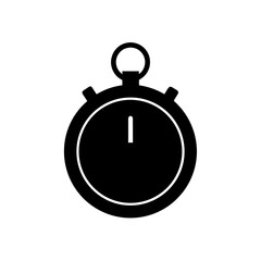 stopwatch icon black silhouette vector illustration on transparent background