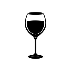 wine glass icon black silhouette vector illustration on transparent background