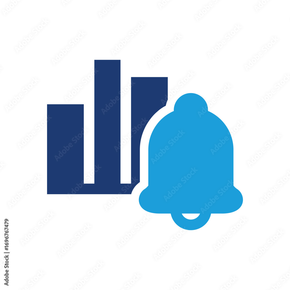 Poster notification bell and chart colored icon vector design good for web or mobile app