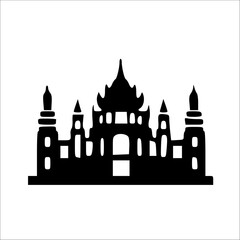 Obraz premium Silhouette of an ornate Asian temple or palace.