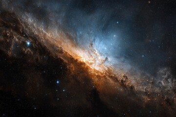 Fototapeta premium Stunning view of a spiral galaxy showcasing vibrant colors and brilliant stars in a distant part of the universe
