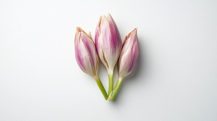 Fototapeta premium Purplestriped blooms poised on blank field