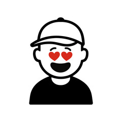 character emotion man in cap love vector on white background
Vector icon character with emotion