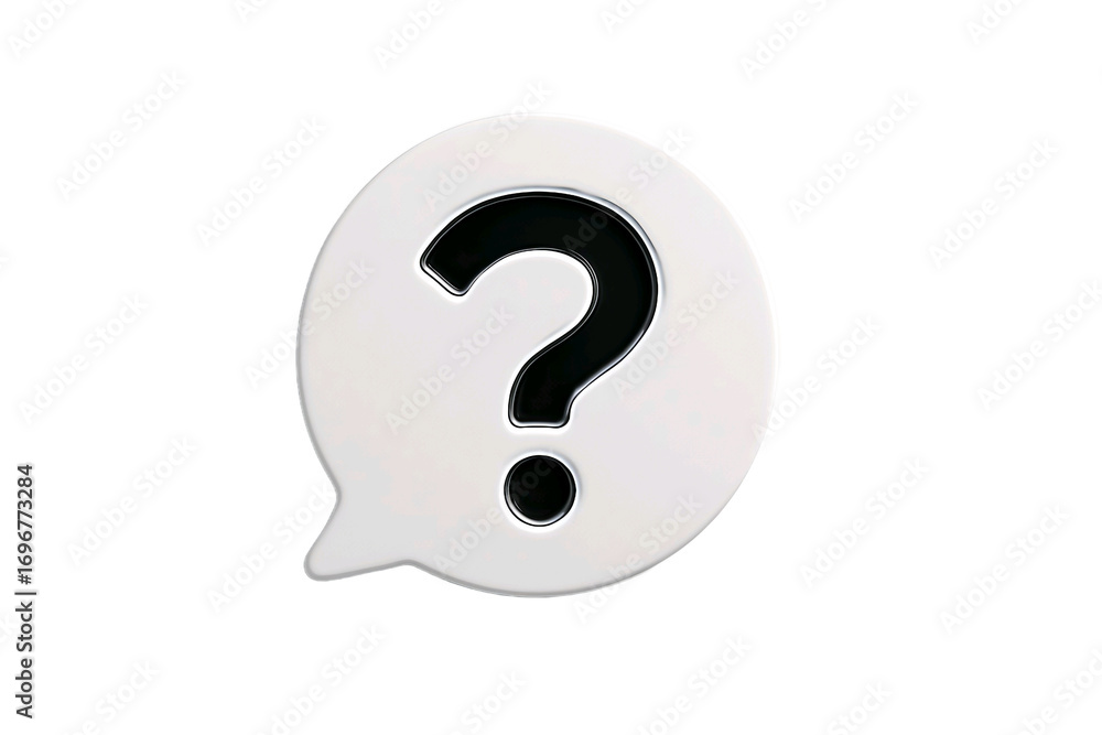 Aufkleber white speech bubble with a black question mark inside isolated on transparent background