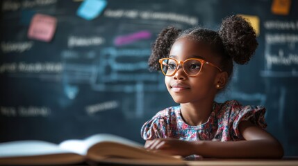 A young girl engrossed in thoughtful learning with an open book