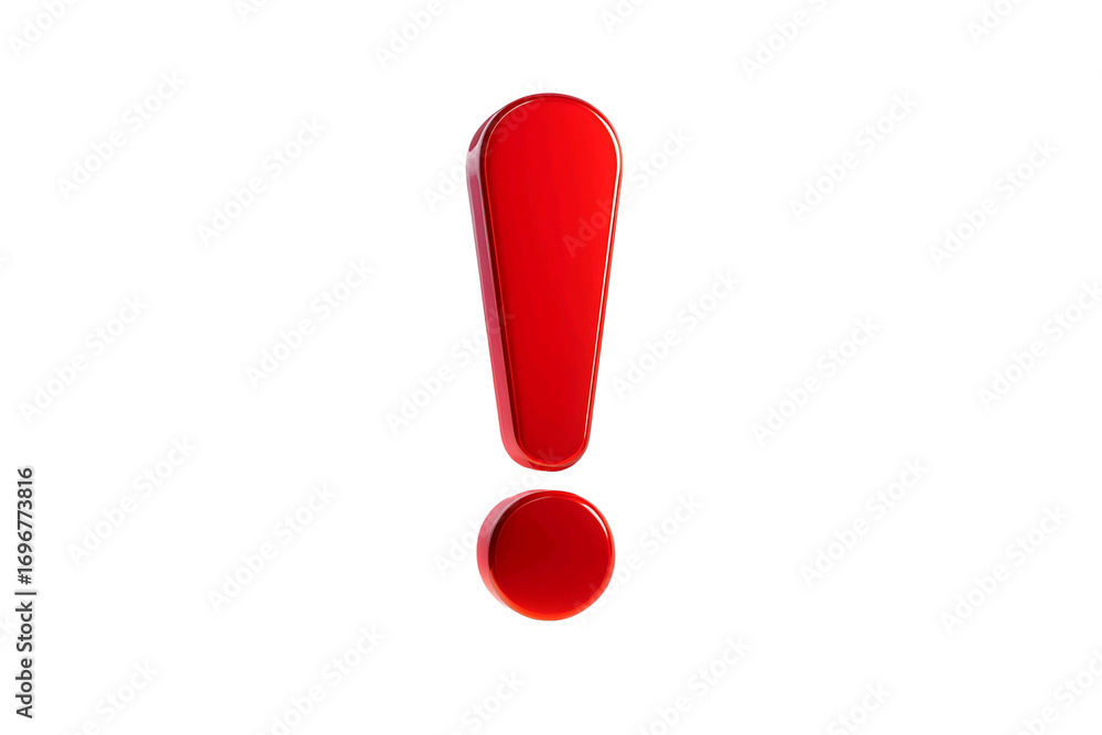 Aufkleber glossy red exclamation mark symbol representing importance and warning isolated on transparent backg