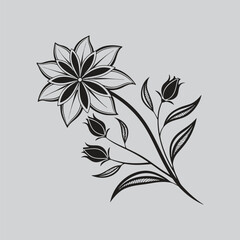 Nigella Dark Floral Decorative Illustration