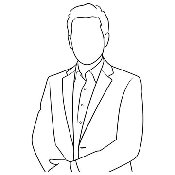 recommend clip art: Sketch of a man in a suit with arms crossed