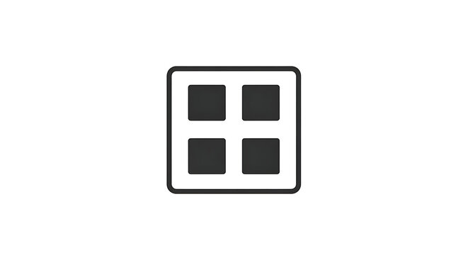 A simple icon showing a square divided into four smaller squares with a rounded border design element ai generated