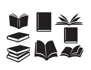 Book silhouette vector set – Classic and modern book icons collection