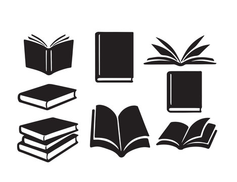Book silhouette vector set &ndash; Classic and modern book icons collection