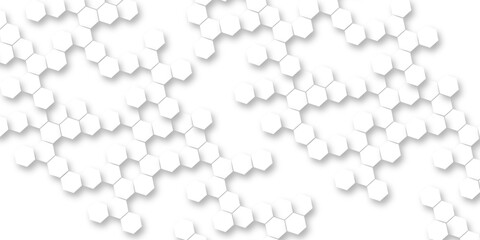 White hexagon abstract background, seamless geometric honeycomb pattern, clean minimal futuristic surface, 3D texture design for technology, corporate, digital, presentation, website, wallpaper.