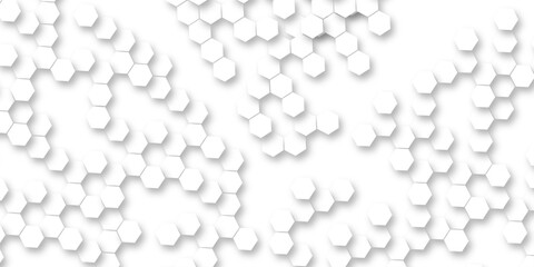 White hexagon abstract background, seamless geometric honeycomb pattern, clean minimal futuristic surface, 3D texture design for technology, corporate, digital, presentation, website, wallpaper.