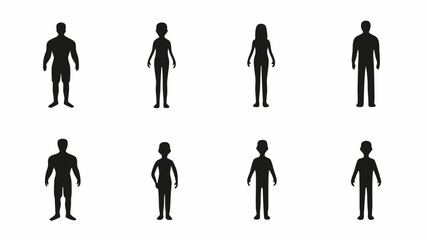 Diverse human silhouettes showcase variety in body types and forms for design projects