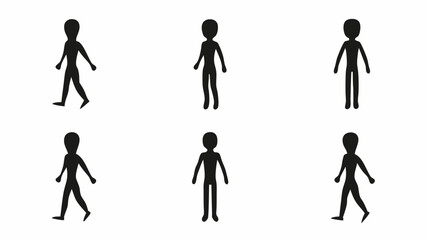 Dynamic silhouettes showcase diverse human movement, from standing still to purposeful strides.