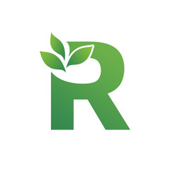 Eco-Friendly 'R' Logo with Leaf Accent Sustainable Brand Identity