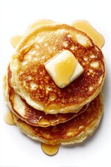 Delicious golden brown pancakes breakfast.