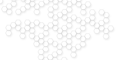 White hexagon abstract background, seamless geometric honeycomb pattern, clean minimal futuristic surface, 3D texture design for technology, corporate, digital, presentation, website, wallpaper.