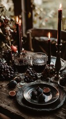 Dark Romance - A Moody Still Life with Candles and Wine.