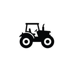 Silhouette of a farming tractor with large wheels on a white background. EPS 10.