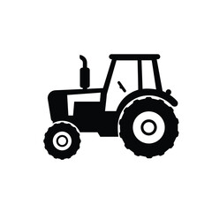 Silhouette of a farming tractor with large wheels on a white background. EPS 10.