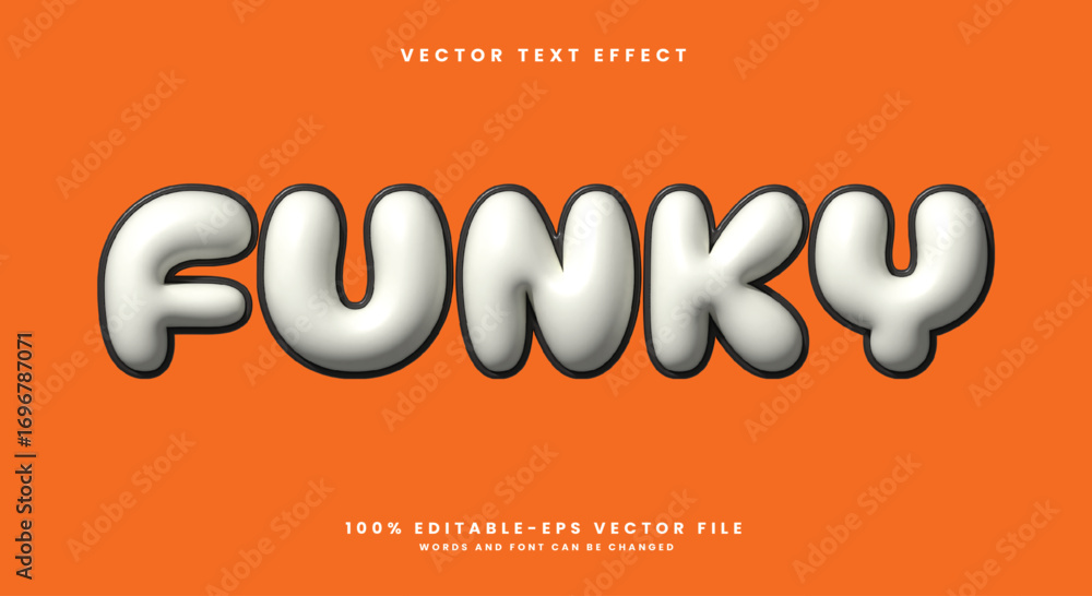 Poster funky 3d inflated style editable text effect template