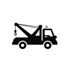 Naklejka premium Tow truck silhouette with crane arm and hook on a white background. EPS 10.