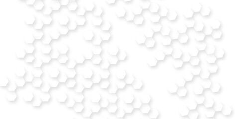the geometric repetition and depth of the hexagonal grid, A pattern of white hexagon shapes arranged subtle shadows that create a three-dimensional, layered effect.