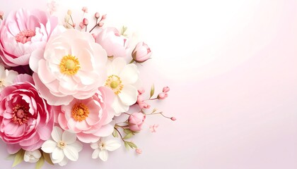 Delicate pastel flowers arranged in a bouquet