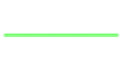 Green neon line on white background representing a straight line.