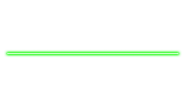 Green neon line on white background representing a straight line.