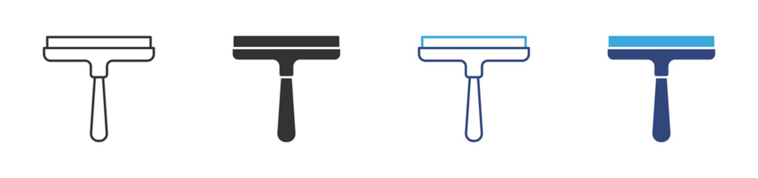 Window squeegee icon  set,  Cleaning service with of rubber cleaner for windows , Squeegee, scraper, wiper. Vector illustration . 