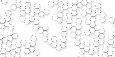 white abstract background with various hexagon patterns, A pattern of white hexagon shapes arranged subtle shadows that create a three-dimensional, layered effect.