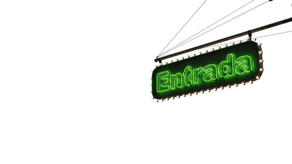 Cartel ne&oacute;n Entrada verde alfa.