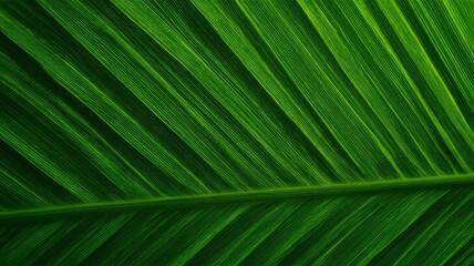 Radiant green palm leaf with vivid veins. AI image