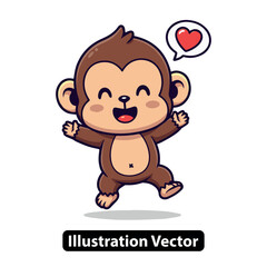 Charming and lovable cartoon monkey radiating happiness with a heart, full of playful energy