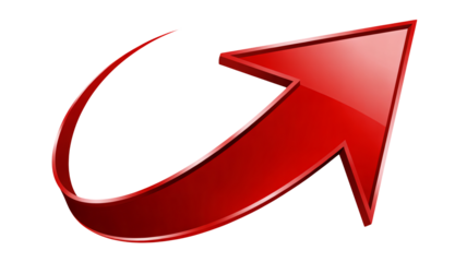 Dynamic red arrow curves upward indicating progress, success, and forward momentum