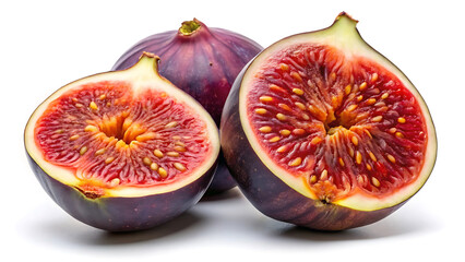 Fresh fig cut in half showing deep purple and red juicy interior exotic fruit