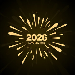 2026 Happy New Year design on a black background. Happy New Year 2026 with fireworks. Vector design illustration. 2026 Year Similar Design