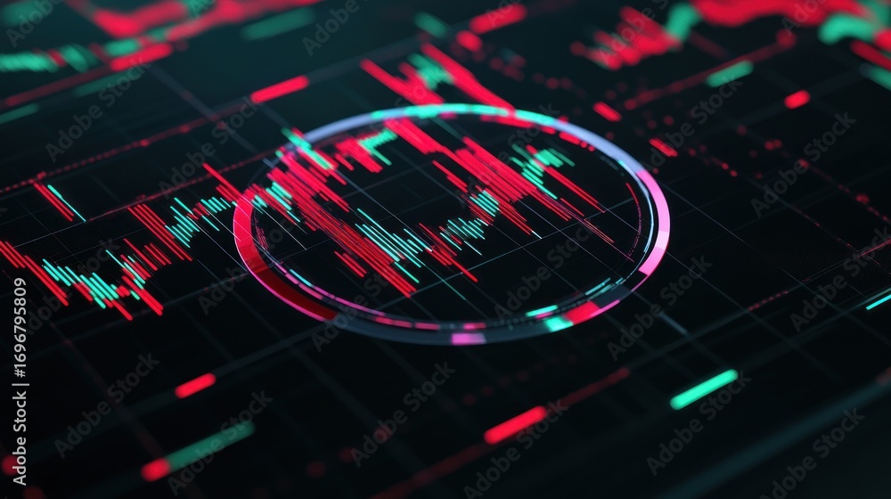 Aufkleber abstract financial data visualization with neon circle