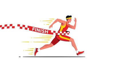 Obraz premium Runner Reaching The Finish Line Vector Depicting Triumph, Victory, and Perseverance