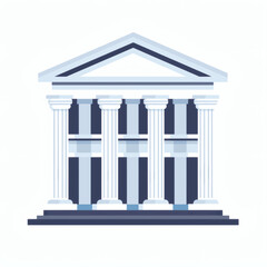 Fototapeta premium Bank Building Icon Minimal Flat Vector with Classical Pillars Clean Design 
